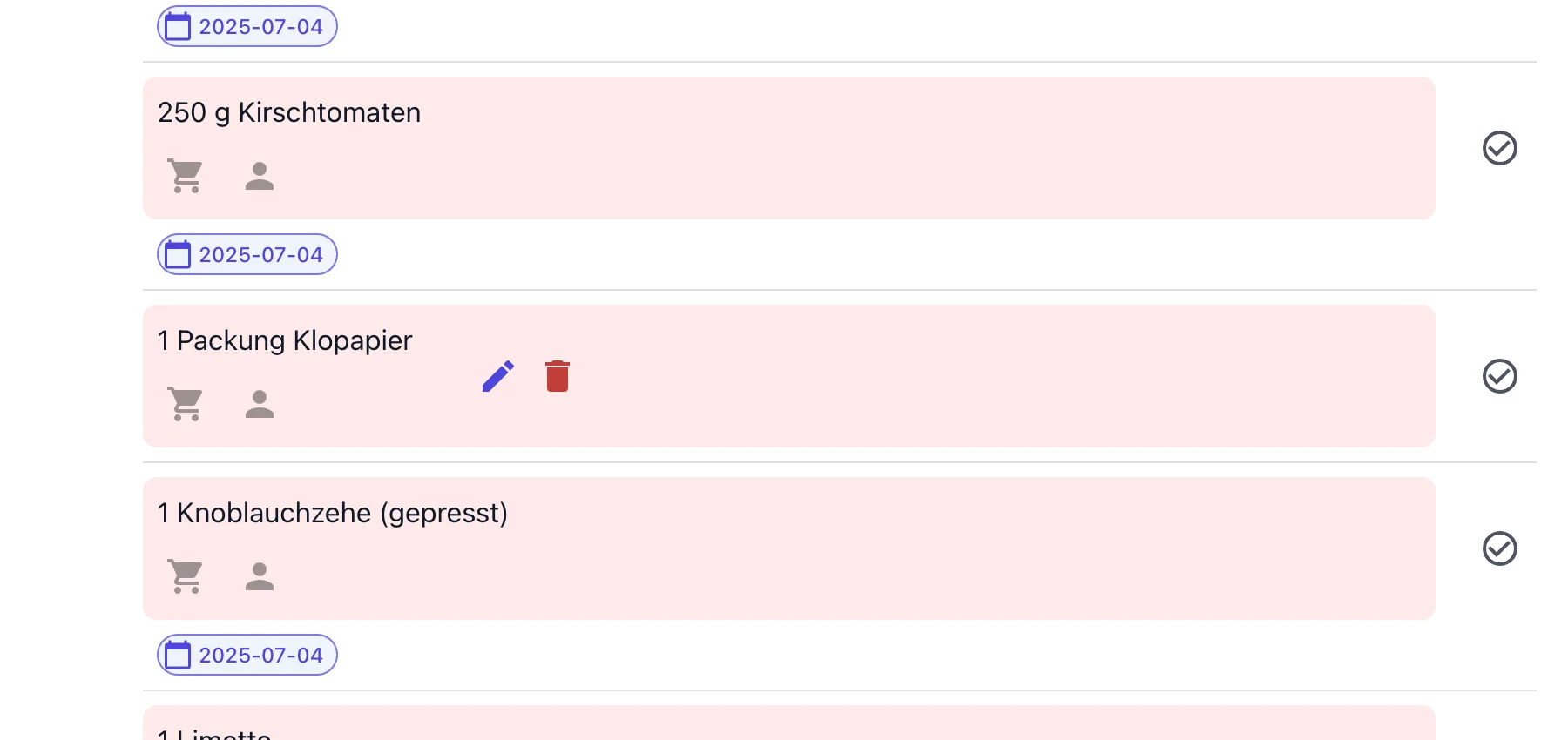 Erfolgreiche Klopapier-Hinzufügung: Screenshot zeigt Foody's positive Antwort nach dem Prompt-Fix - 'Klopapier wurde erfolgreich zur Einkaufsliste hinzugefügt'