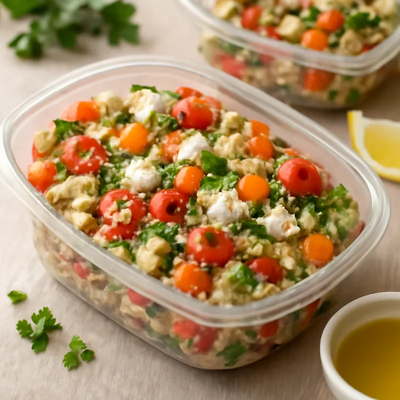 Gesunder vegetarischer Quinoa-Gemüse-Salat zum Meal Prep – einfach & lecker