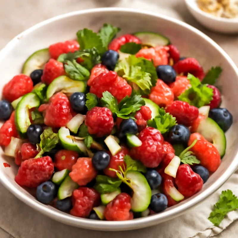 Erfrischender Gurken-Wassermelonen-Beeren-Salat für heiße Tage