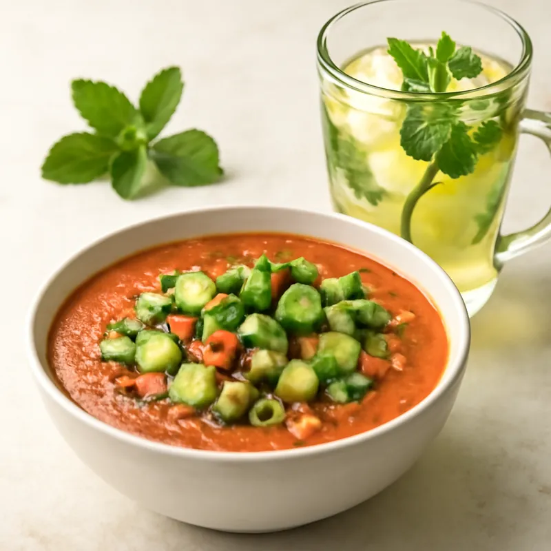 Erfrischende Gazpacho-Bowl mit Minz-Limonade: Der perfekte Sommersnack