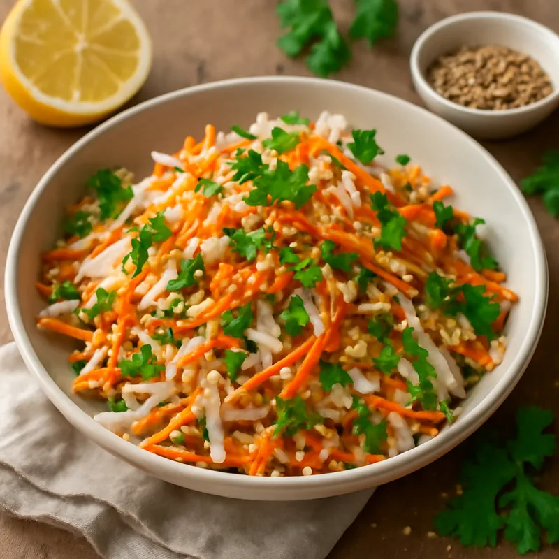 Sommerlicher vegetarischer Rettichsalat mit Zitronendressing – frisch & gesund