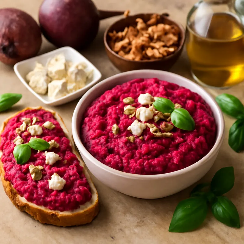 Leckerer Rote Beete Aufstrich mit Feta und Walnüssen