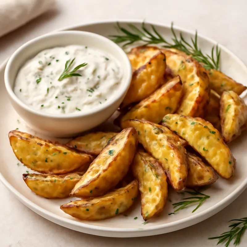 Knusprige Kartoffelspalten mit Rosmarinquark – Perfekt für deine smarte Wochenplanung